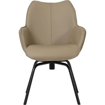Leren draaibare eetkamerstoel Magic - Toledo Khaki, Ophalen of Verzenden, Nieuw, Leer, Bohemian, Eigentijds, Industrieel, Modern, Scandinavisch