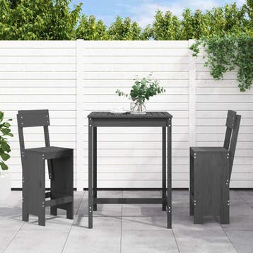 vidaXL 3-delige Tuinbarset massief grenenhout grijs, Verzenden, Nieuw, 3 zitplaatsen