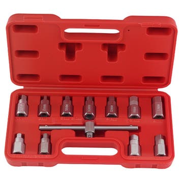 Drain Plug Socket Set 3/8 met Hex T-Bar 8-17mm 12 stuks, Verzenden, Nieuw