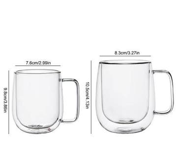 Dubbelwandige Glazen Koffiemok met Handvat 350 ml, Verzenden, Nieuw