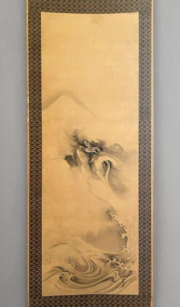 Japanse kunst kakejiku kakemono - wandscroll - Draak die