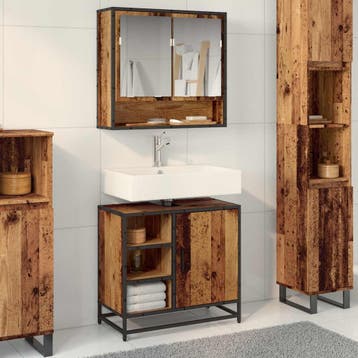 vidaXL Badkamerkast Oud Hout 65 x 33 x 60 cm Bewerkt hout, Verzenden, Nieuw, (Half)hoge kast