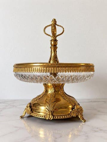 1950s Florentine Gold-Plated & Cut Crystal Centrepiece –
