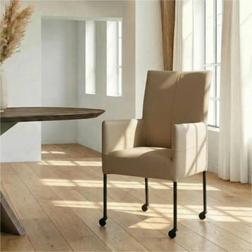 Leren eetkamerstoel Spark - Toledo Mocca (taupe/bruin) -, Huis en Inrichting, Stoelen, Ophalen of Verzenden, Nieuw, Leer, Industrieel, Modern