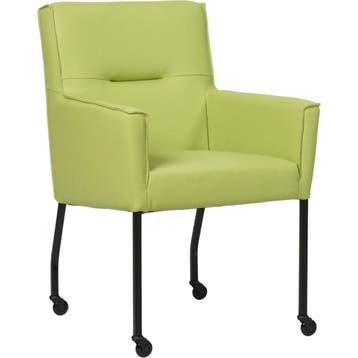 Set van 4 Leren eetkamerstoelen Lucky - Toledo Lime, Ophalen of Verzenden, Nieuw, Leer