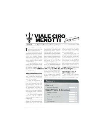 2000 MASERATI VIALE CIRO MENOTTI MAGAZINE SUPPLEMENT ENGELS, Nieuw, Author