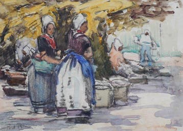 Paul Rink (1861-1903) - Volendamse vrouwen, Antiek en Kunst