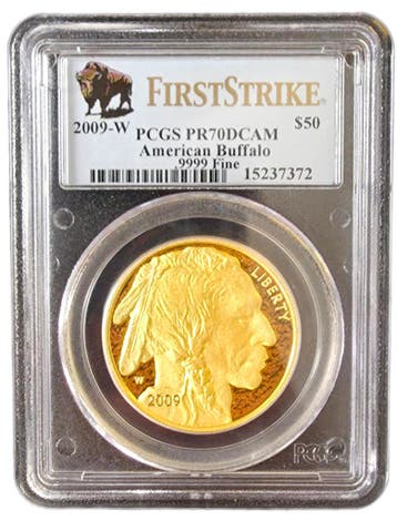 Gouden American Buffalo 1 oz 2009 PCGS PR70 DCAM (TOP POP), Postzegels en Munten, Verzenden, Midden-Amerika, Losse munt, Goud