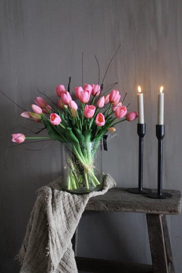 Bosje real touch Tulpen candy pink 40 cm, Huis en Inrichting, Ophalen of Verzenden, Nieuw