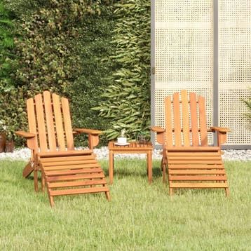 vidaXL 3-delige Loungeset Adirondack massief acaciahout, 3 zitplaatsen, Nieuw, Loungeset, Verzenden