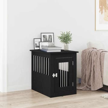 vidaXL Hondenbenchmeubel 45x62x59 cm bewerkt hout zwart, Dieren en Toebehoren, Verzenden, Nieuw