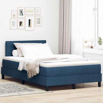 vidaXL Boxspring bed met kussen met hoofdeinde Blauw 120 x, Nieuw, Twijfelaar, Stof, Verzenden