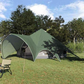 vidaXL Teepee Tent 7-Persoon 7-persoons Groen en Grijs, Caravans en Kamperen, Verzenden, Nieuw, Tot en met 2
