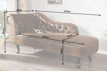 Chesterfield chaise longue 170cm antiekbruin met, Ophalen of Verzenden, Nieuw