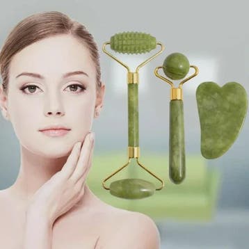 Natuurlijke Jade Roller & Gua Sha Set - Gezichts- en Lichaam, Verzenden, Nieuw