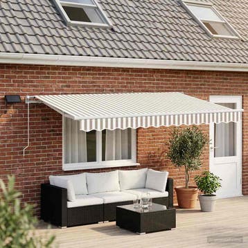 vidaXL Uitschuifbare luifel Lichtgrijs en wit. 600 × 300 cm, Verzenden, Nieuw