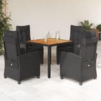 vidaXL 5-delige Tuinset met kussens poly rattan zwart, Verzenden, Nieuw, 4 zitplaatsen, Tuinset