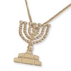 Menorah hangertje zonder diamantjes, schitterend 14K gou..., Nieuw