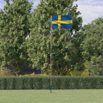vidaXL Vlag met vlaggenmast Zweden 5,5 m aluminium, Verzenden, Nieuw