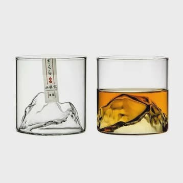 Set van 2 Whiskeyglazen met 3D Berg Design - Kristalhelder &, Antiek en Kunst, Antiek | Glas en Kristal, Verzenden