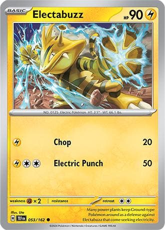 Electabuzz 053/162 reverse holo Temporal forces, Ophalen of Verzenden, Nieuw, Losse kaart, Foil