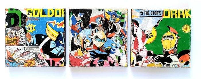 lasveguix (1986) - Triptyque Goldorak, Antiek en Kunst, Kunst | Schilderijen | Modern