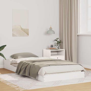 vidaXL Bedframe Wit 100 x 210 cm Massief grenenhout, Verzenden, Nieuw, Wit, Hout