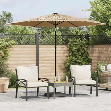 vidaXL Parasol met LEDs en stalen paal 268x268x226 cm bruin, Verzenden, Nieuw, 2 tot 3 meter