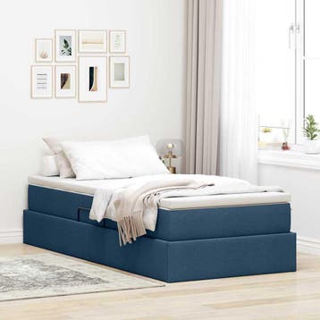vidaXL Opslag bed met matras met matras Blauw 90 x 190 cm, Huis en Inrichting, Verzenden, Nieuw, Blauw