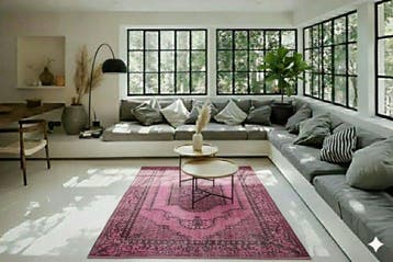 Roze vintage - Vloerkleed - 215 cm - 115 cm - met, Nieuw