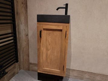 Teak toiletmeubel fontein compleet - Naturel, Minder dan 50 cm, Overige typen, Nieuw, Ophalen of Verzenden