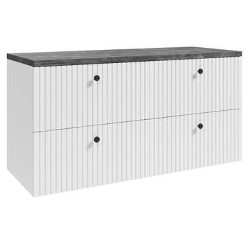 Badplaats Wastafelkast Saros 120 cm - Wit - met Bovenblad, Verzenden, Nieuw, Wastafelkast