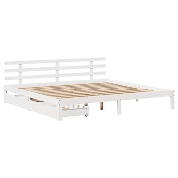 vidaXL Bedframe met lades massief grenenhout wit 200x200 cm, Verzenden, Wit, Overige maten, 200 cm