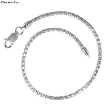 Zilveren diamond cut pyramide slang armband 17.5 cm, Verzenden, Nieuw, Zilver