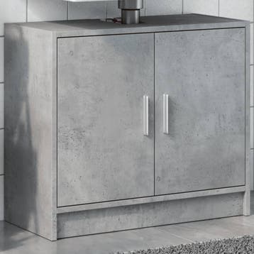 vidaXL Wastafelkast 63x29x55 cm bewerkt hout betongrijs, Verzenden, Nieuw, Wastafelkast, Minder dan 100 cm