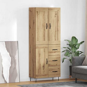 vidaXL buffetkast Artisan Eiken 69,5 x 34 x 180 cm Bewerkt, Minder dan 50 cm, Verzenden, Nieuw, Minder dan 100 cm