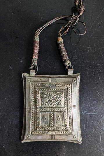 Zilver, Metaal, Leer - Amulet - Touareg Kel-Aïr Niger