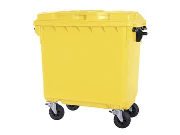 Vuilcontainer 770 liter 4-wiel vlakdeksel geel, Ophalen of Verzenden