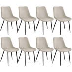 Set stoelen Monroe fluweellook - crème, Set van 8, Verzenden, Nieuw