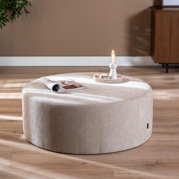 50% Korting: Poef Blair rond chenille beige ø100 cm, Ophalen, Zo goed als nieuw