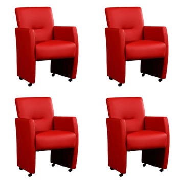 Set van 4 Leren eetkamerstoelen Pleasure - Toledo Ducati, Huis en Inrichting, Stoelen, Ophalen of Verzenden, Nieuw, Leer