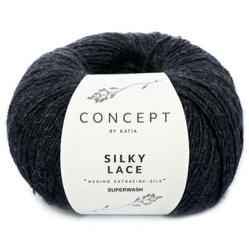 Katia Concept Silky Lace - 156 zwart - Merino/Zijde Garen, Hobby en Vrije tijd, Breien en Haken, Ophalen of Verzenden, Nieuw