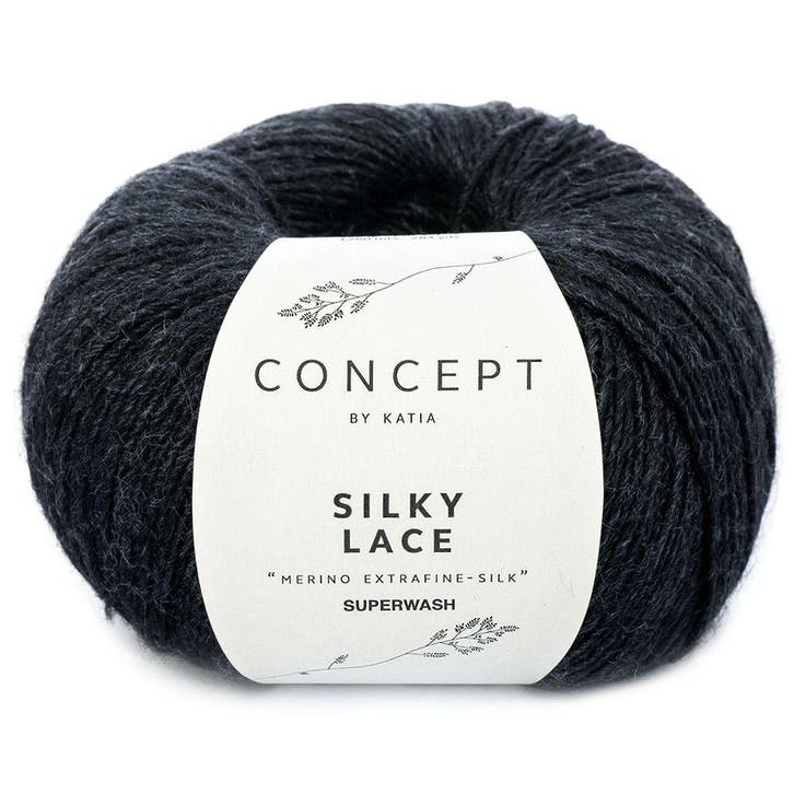 Katia Concept Silky Lace - 156 zwart - Merino/Zijde Garen, Hobby en Vrije tijd, Breien en Haken, Ophalen of Verzenden