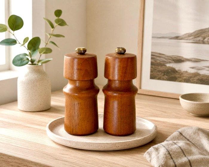 Dane Wood - Falle Uldall - Peper- en zoutstel (2) - Gegoten, Antiek en Kunst, Antiek | Meubels | Stoelen en Banken