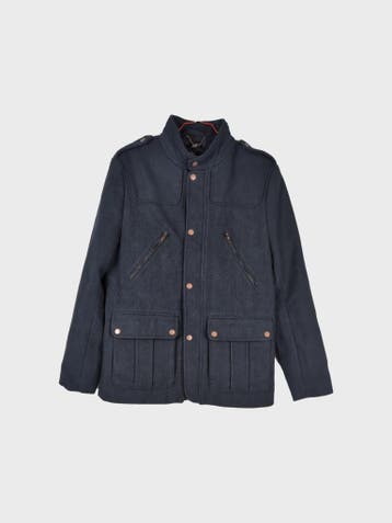 H&M Winterjas Heren maat L Marineblauw Vintage, Maat 52/54 (L), Blauw, Ophalen of Verzenden, Zo goed als nieuw