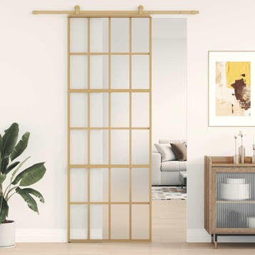 vidaXL Schuifdeur 76x205 cm mat ESG-glas en aluminium, Verzenden, Nieuw