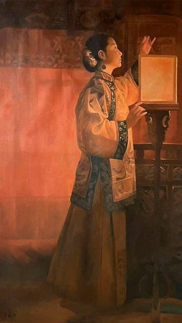 OIL PAINTING ON CANVAS MID-AUTUMN FESTIVAL NIGHT -
