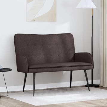 vidaXL 2-Zits Sofa Donkerbruin 115 x 61 x 87 cm Stof, Verzenden, Minder dan 150 cm, Stof, Nieuw