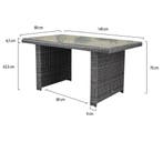 Ibiza XL lounge-diningtafel 140x80xH70 cm antraciet, Tuin en Terras, Ophalen of Verzenden, Nieuw, Wicker