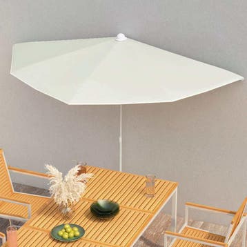 vidaXL Parasol half met paal 180x90 cm zandkleurig, Verzenden, Nieuw, 1 tot 2 meter